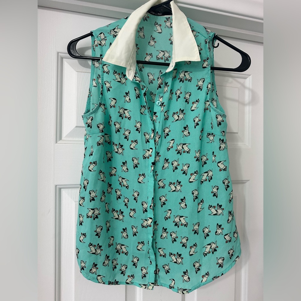 Women's Sleeveless Top with Dog Print